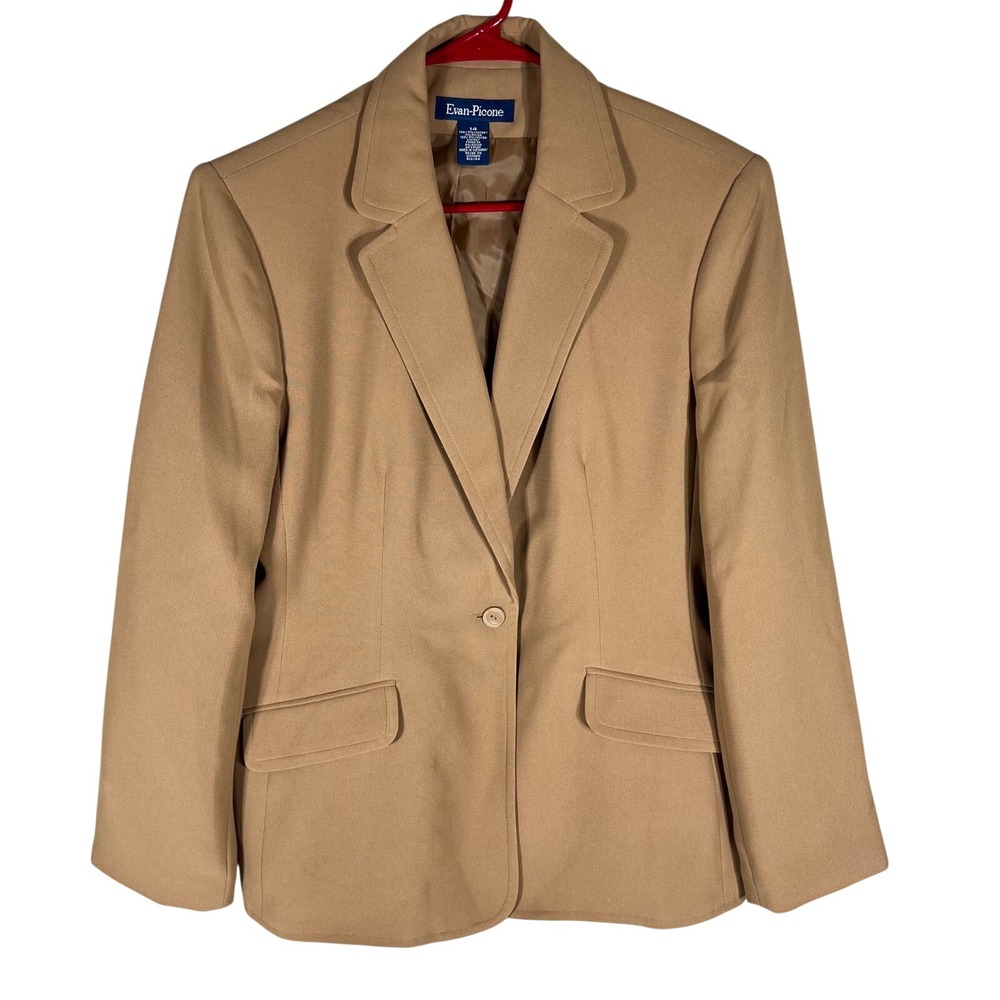 Evan-Picone Blazer Single Button Tan Womens 14